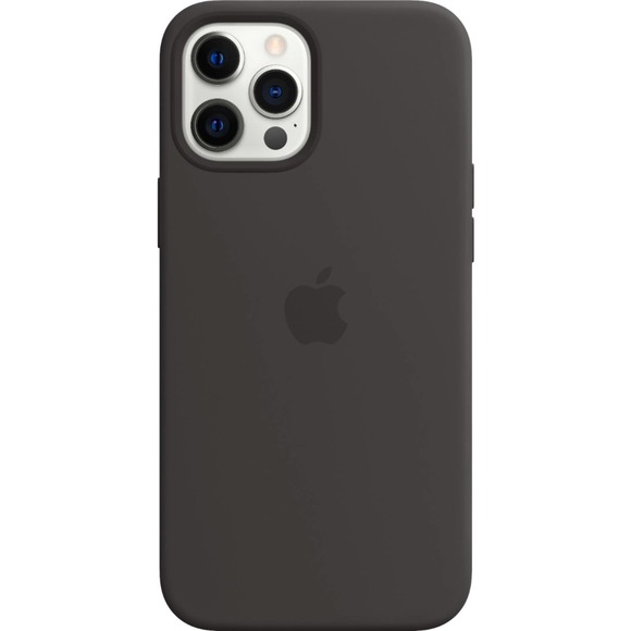 Apple - iPhone 12 and iPhone 12 Pro Silicone Case with MagSafe - Black